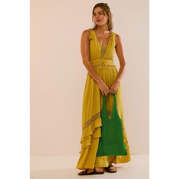 Free People Dresses & Skirts - Free People Santa Maria Maxi Dress - L - Mossy Gold